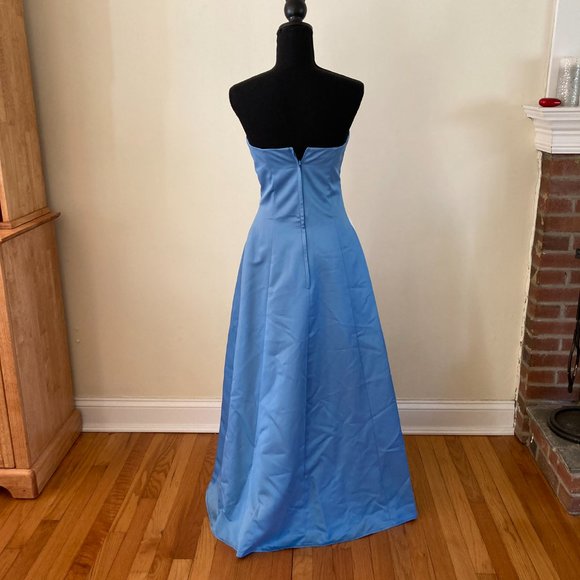 Pastel Blue Strapless Dress with off-white sash size 8 - Picture 2 of 3